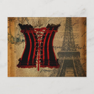 Junggesellinnenabschied Paris Vintage Korsett Postkarte