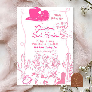 Junggesellinnenabschied Pink Bow Cowgirl Letztes R Einladung