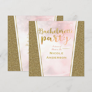 Junggesellinnenabschied Pink Gold Glitter Glam Fun Einladung