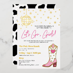 Junggesellinnenabschied Pink White Gold Cowgirl Di Folieneinladung
