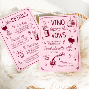 Junggesellinnenabschied Pink & Wine Red Vino Befor Einladung