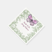 Junggesellinnenabschied Pinker Schmetterling Grünp Serviette (Ecke)