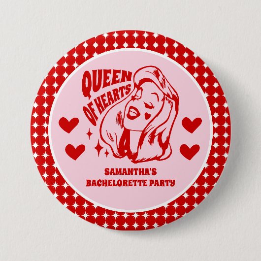 Junggesellinnenabschied Queen of Hearts Button (Vorderseite)