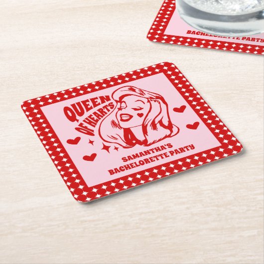 Junggesellinnenabschied Queen of Hearts Rechteckiger Pappuntersetzer (angewinkelt)
