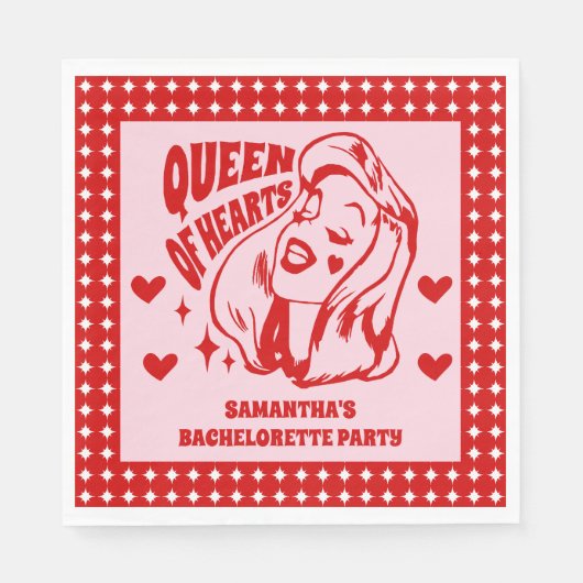 Junggesellinnenabschied Queen of Hearts Serviette (Vorderseite)