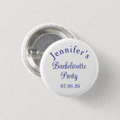 Junggesellinnenabschied Retro Modern Blau Elegante Button (Vorne & Hinten)