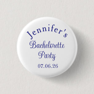 Junggesellinnenabschied Retro Modern Blau Elegante Button