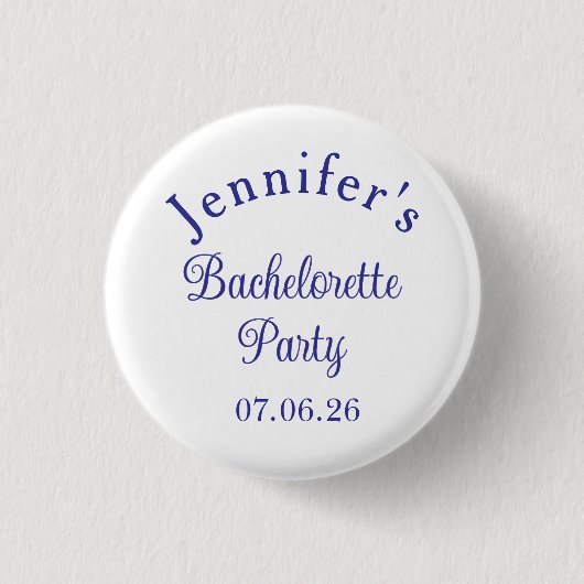 Junggesellinnenabschied Retro Modern Blau Elegante Button (Vorderseite)