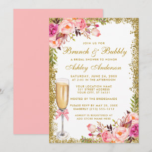 Junggesellinnenabschied Rosa Florale Brunch-Feier Einladung