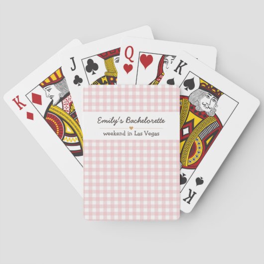 Junggesellinnenabschied Rosa Gingham-Muster Spielkarten (Rückseite)