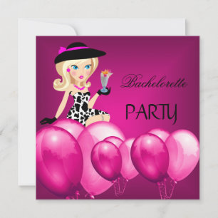 Junggesellinnenabschied Rosa Mädchen Ballons Cockt Einladung