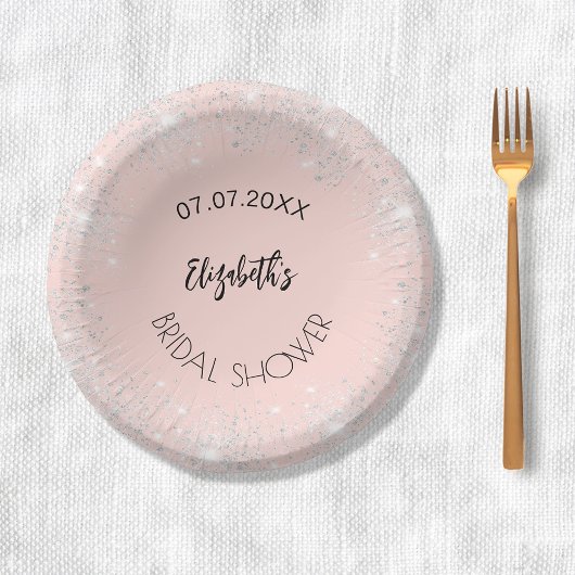 Junggesellinnenabschied rose-gold silber name pappteller