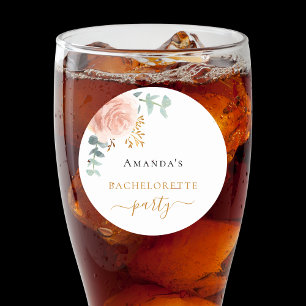 Junggesellinnenabschied Rosen Gold Floral Eukalypt Runder Aufkleber