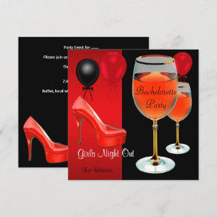 Junggesellinnenabschied Rot Schuhe Hi Heels Wein G Einladung