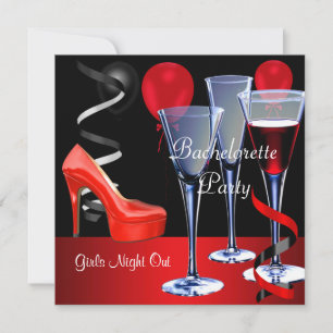 Junggesellinnenabschied Roter Schuh Hi Heels Wein Einladung