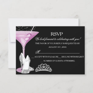 Junggesellinnenabschied RSVP Pink Sparkle Cocktail Karte