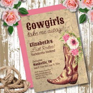 Junggesellinnenabschied Rustikal Rosa Cowgirl Them Einladung