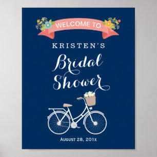 Junggesellinnenabschied-Schild Fahrrad Navy Blau K Poster