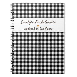 Junggesellinnenabschied Schwarz Gingham-Muster Notizblock
