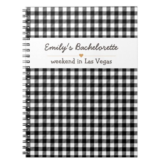 Junggesellinnenabschied Schwarz Gingham-Muster Notizblock (Vorderseite)