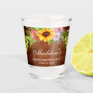 Junggesellinnenabschied-Sonnenblume-Blumen-Holz Schnapsglas