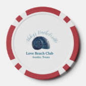 Junggesellinnenabschied Strandclub blaue Meeresmus Pokerchips (Rückseite)