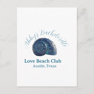 Junggesellinnenabschied Strandclub blaue Meeresmus Postkarte