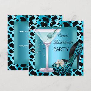 Junggesellinnenabschied Teal Blaue Leoparden Schuh Einladung