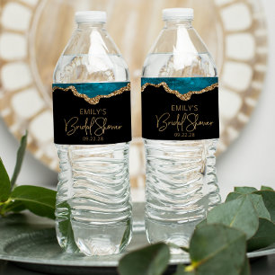 Junggesellinnenabschied Teal Gold Achat Wasserflaschenetikett