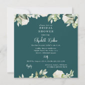 Junggesellinnenabschied Teal Weiß Hydrangea Quadra Einladung (Vorderseite)