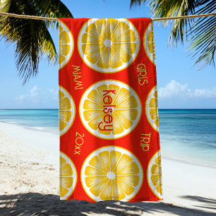 Junggesellinnenabschied Zitronenscheibe Orange Gel Strandtuch