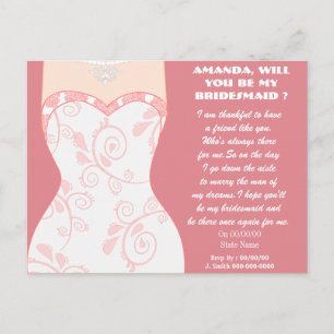 Junggesellinnenabschiede? bin meine Brautjungfrau. Einladungspostkarte