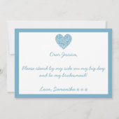 Junggesellinnenabschiede? Blue Heart Card Einladung (Rückseite)