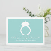 Junggesellinnenabschiede? Blue Ring Card Einladung (Stehend Vorderseite)