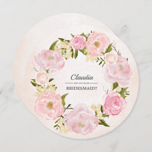 Junggesellinnenabschiede? Blush Pink Peony Wreath Einladung (Vorne/Hinten)