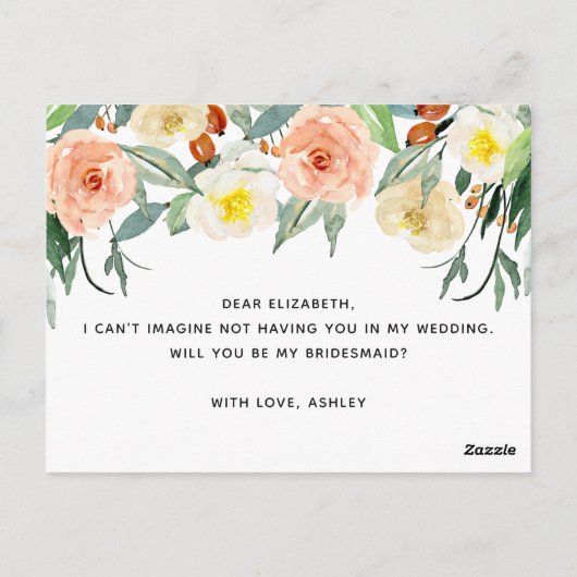 Junggesellinnenabschiede. Blütenröte Postkarte (Rückseite)