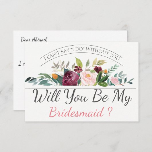 Junggesellinnenabschiede | Bridesmaid Card Einladung (Vorne/Hinten)