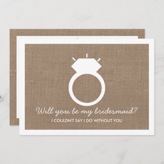Junggesellinnenabschiede? Burlap Ring Card Einladung (Vorne/Hinten)