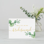 Junggesellinnenabschiede. Eukalyptus in Edelgold Folie Einladungspostkarte (Stehend vorne)