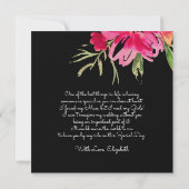 Junggesellinnenabschiede? Fuchsia Black Floral Einladung (Rückseite)