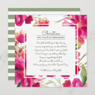 Junggesellinnenabschiede? Fuchsia Green Floral Einladung