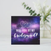Junggesellinnenabschiede? Galaxy Wedding Hearts Einladung (Stehend Vorderseite)
