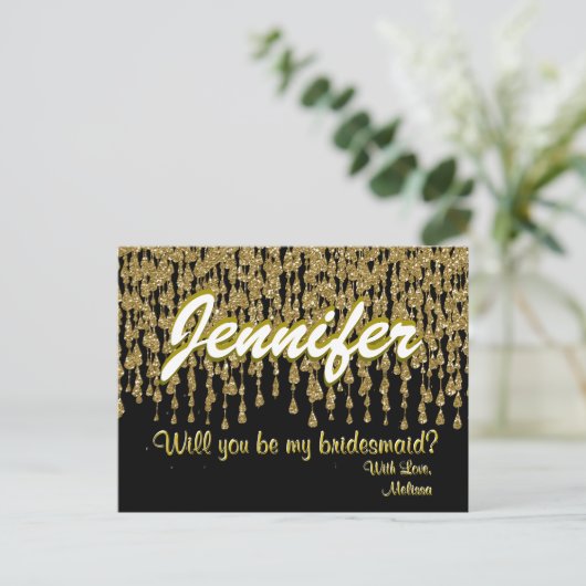Junggesellinnenabschiede | Gold Sparkle Look Einladungspostkarte (Stehend Vorderseite)