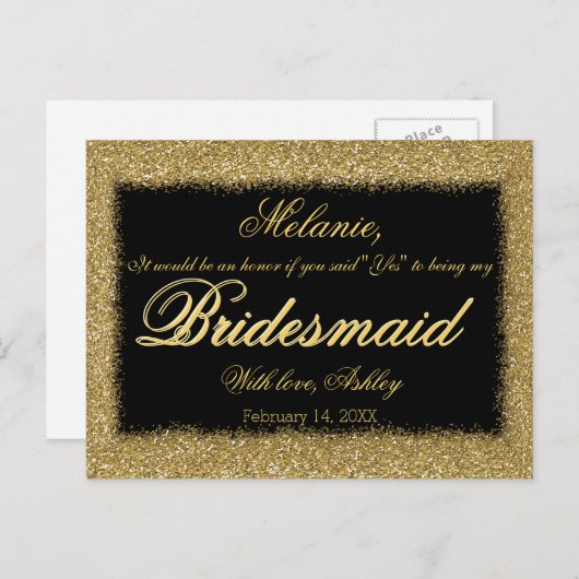 Junggesellinnenabschiede? Goldener Glitzer Einladungspostkarte (Vorne/Hinten)