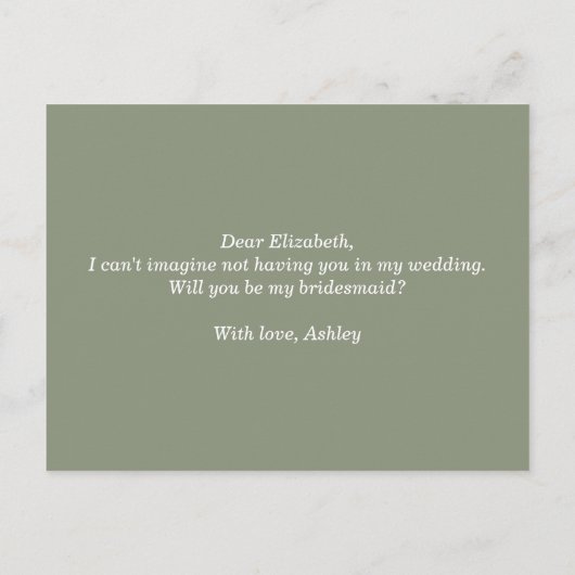 Junggesellinnenabschiede. Grünes Skript Einladungspostkarte (Rückseite)