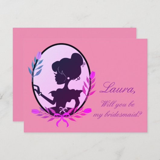 Junggesellinnenabschiede? Lila Einladungspostkarte (Vorne/Hinten)