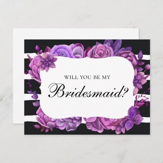 Junggesellinnenabschiede. Lila Hochzeitsblumen Einladungspostkarte (Vorne/Hinten)