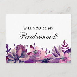 Junggesellinnenabschiede. Lila und rosa Blume Einladungspostkarte