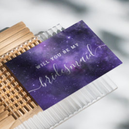 Junggesellinnenabschiede. Lila Weltraumhochzeit Einladungspostkarte