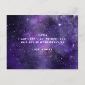 Junggesellinnenabschiede. Lila Weltraumhochzeit Einladungspostkarte (Rückseite)